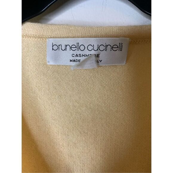 Brunello Cucinelli 100% cashmere cardigan sweater pale yellow women's size large - Picture 3 of 6